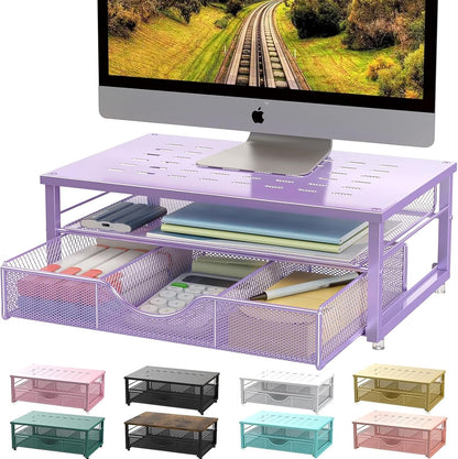 gianotter Computer Monitor Stand Riser, Desk Organizers and Accessories with Drawer, Office Desk Accessories & Workspace Desktop Organizers Storage for Printer Stand (Black)