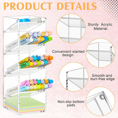 MotiMind Acrylic Pen Organizer Storage for 250 Markers Vertical Marker Organizer Acrylic Pen Display Holder for Office Desk Desktop Stationery Pencil Storage, Clear, 13 x 4 x 12.4 Inch