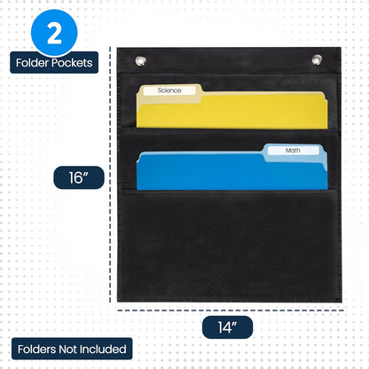 Essex Wares - 7 Pocket File Pocket Chart, Black, Tall - Versatile Wall Hanging File Folder Organizer for Classroom, Office, Home, and More - Wall Folder Organizer - 7 Pockets