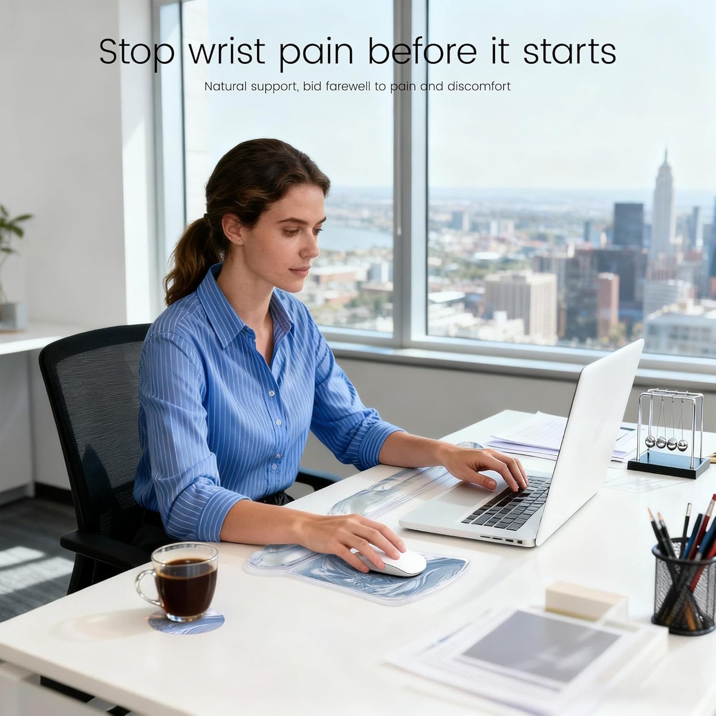 Ospelelf Mouse Pad with Wrist Rest and Ergonomic Gel Keyboard Hand Wrist, Support for Typing Gaming, Relieve Wrist Pain, Cool & Easy to Clean, for Office, Programmer, Home Computer Use, Pink