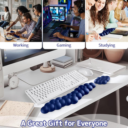 Sushret Cloud Wrist Rest for Keyboard and Mouse, Memory Foam PU Leather Keyboard Wrist Rest with Ergonomic Support, Non-Slip Base, Cute Arm Rest Pad & Palm Cushion, Office Desk Accessory, White
