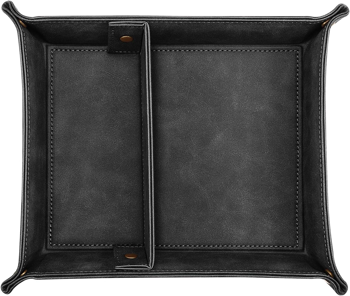 SITHON Valet Tray Desktop Storage Organizer, Removable 2 Compartments Catchall Tray Bedside Vanity Nightstand Caddy Holder Desk Storage Plate, Valentine's Day Gift, Brown