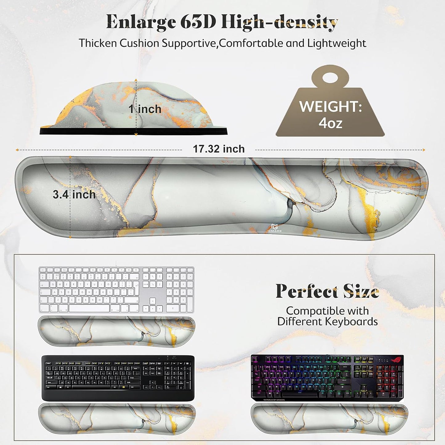 Gimars Upgrade Enlarge Silky and Superfine Fabric Gel Memory Foam Keyboard Wrist Rest Set, Ergonomic Keyboard Mouse Wrist Support for Typing Pain Relief, Comfort for Office, Gaming, Computer