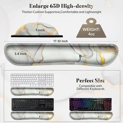 Gimars Upgrade Enlarge Silky and Superfine Fabric Gel Memory Foam Keyboard Wrist Rest Set, Ergonomic Keyboard Mouse Wrist Support for Typing Pain Relief, Comfort for Office, Gaming, Computer