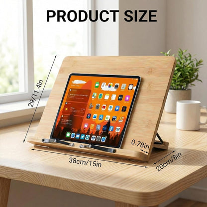Adjustable Book Stand, Stable and Lightweight Wooden Textbook Holder Stand, Bible/Recipe/Pad/Reading/Cooking Book Tray