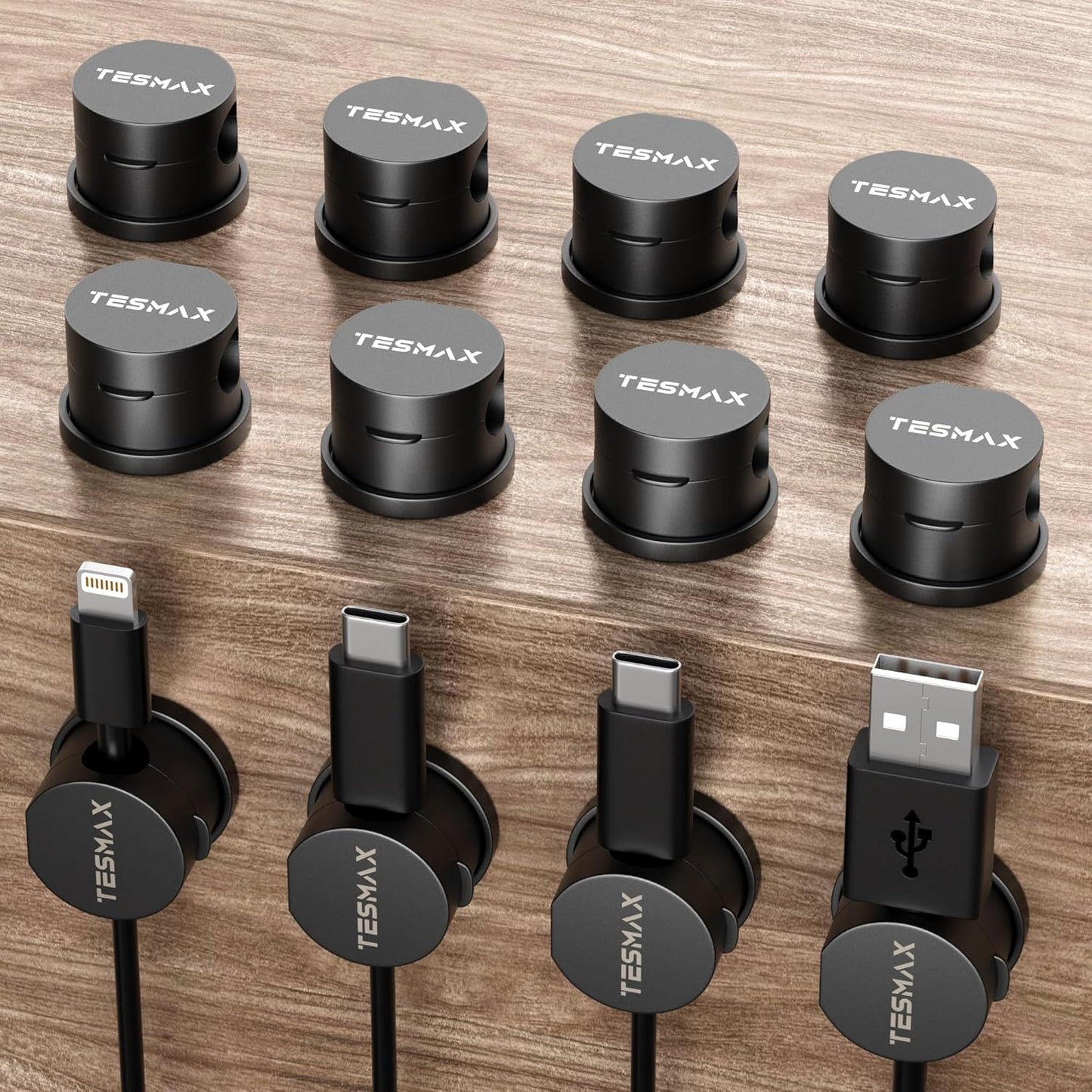 Magnetic Cord Holder 360°Rotation Cord Organizer, 6Pack Cable Clips [1s Lock] Adhesive Cable Management Desk Organizers and Accessories, Phone Charging Wire Holder for Nightstand,Car,Home Office