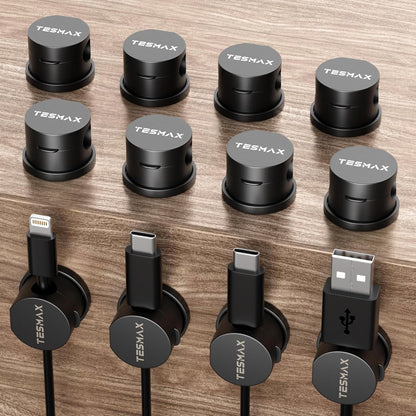Magnetic Cord Holder 360°Rotation Cord Organizer, 6Pack Cable Clips [1s Lock] Adhesive Cable Management Desk Organizers and Accessories, Phone Charging Wire Holder for Nightstand,Car,Home Office