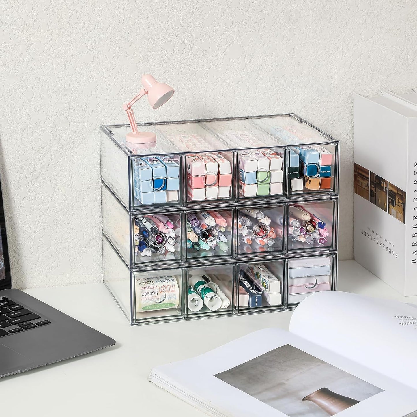 Stackable Organizer Acrylic Storage Drawers, Suitable for Desktop Storage, Office Supplies, Cosmetics, Stationery, Jewelry, Accessories (3)