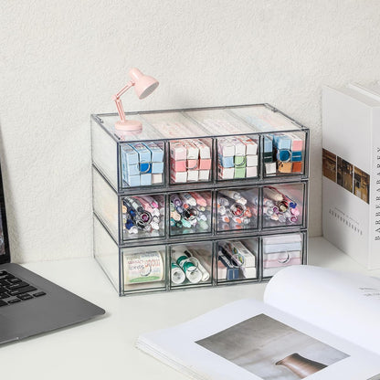 Stackable Organizer Acrylic Storage Drawers, Suitable for Desktop Storage, Office Supplies, Cosmetics, Stationery, Jewelry, Accessories (3)