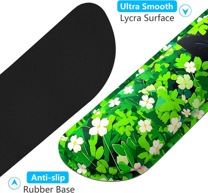 Dapesuom Enlarge Keyboard Wrist Rest, Memory Foam Wrist Cushion for Desk Mats Support, Cute Pain Relief Keyboard Mouse Pad Rests Set with Non-Slip Base for Gaming Laptop Office Computer, Green Leaf