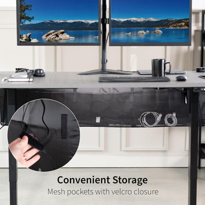 VIVO 60 inch Under Desk Privacy and Cable Management Organizer Sleeve, Wire Hider Kit Panel System, Black, DESK-SKIRT-60