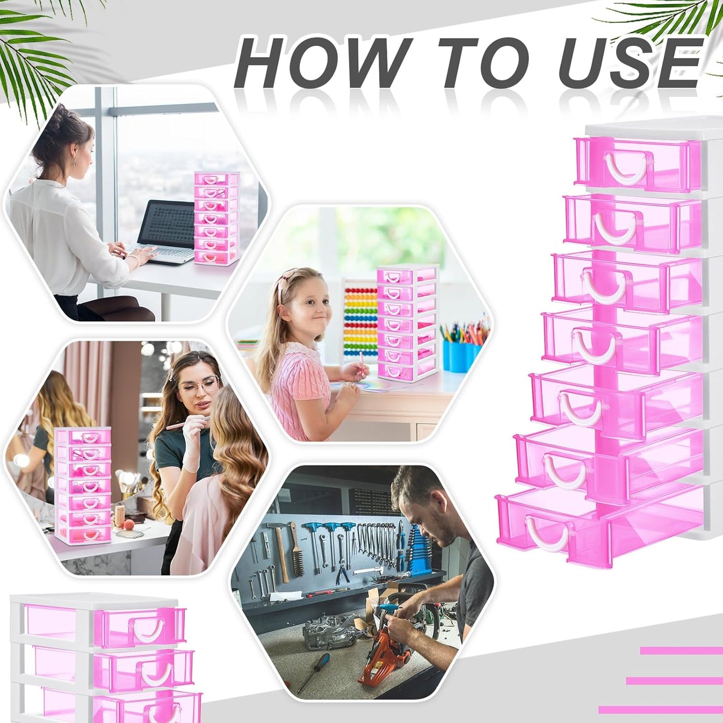 Thyle 2 Pcs Plastic Drawers Organizer Mini Organizer Stackable Plastic Clear Drawer Storage Box Containers Storage Units for Desktop Classroom Craft 6.7 x 4.9 x 13.4 inches(Purple)