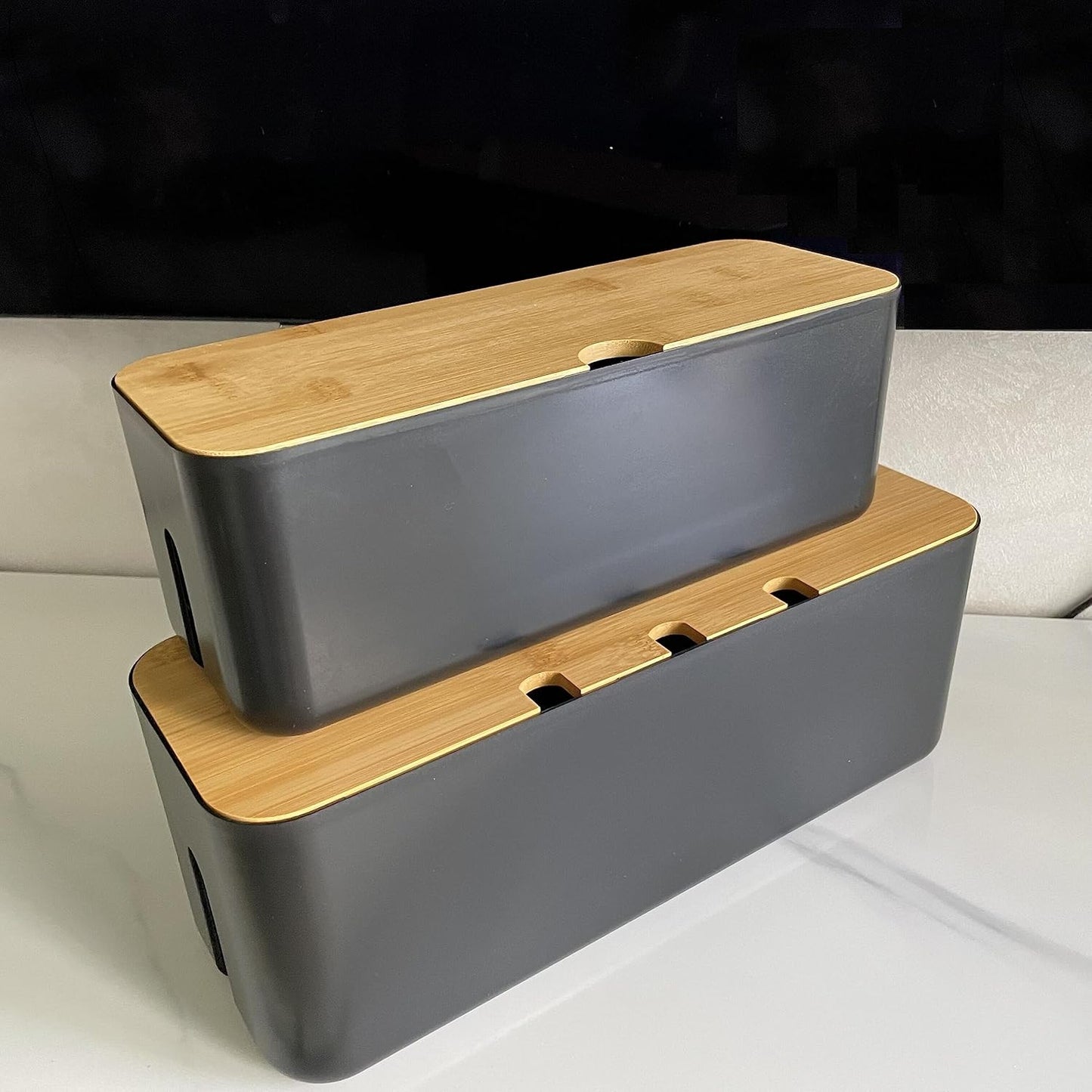 Cable Management Box| Power Stripe Organizer|Cord Organizer Box| Hide and Conceal Power Strips and Electrical Cords from TVs, Computers, and Desks| Keep Pets Safe