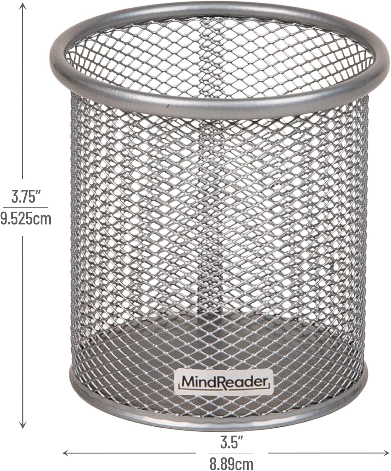 Mind Reader Pen and Accessories Holder, Desktop Organizer, Office, Metal Mesh, 3.5"L x 3.5"W x 3.75"H, Set of 3, Black