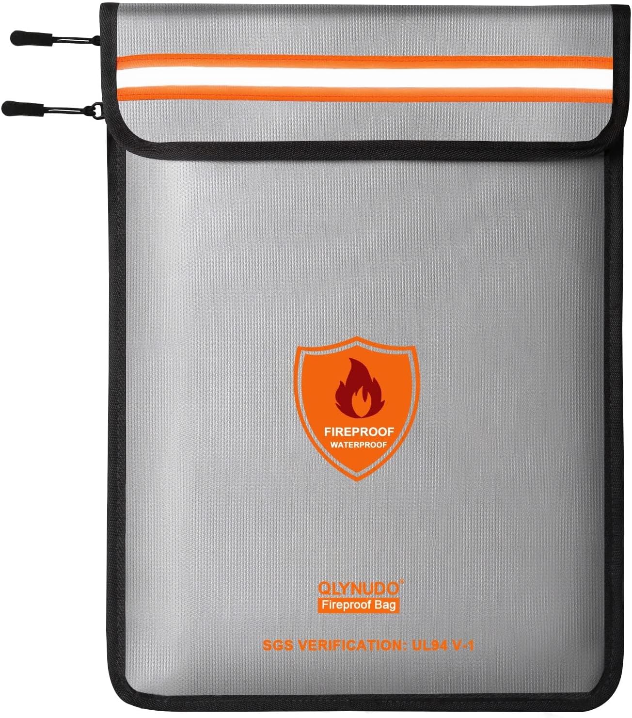 Fireproof Document Bag - Waterproof Fireproof Money Bag with Zipper for Cash/Important Documents/Valuables (Seal Protection), 15x11" (A4 Size), Fire Safe Envelope Bag with Reflective Strip