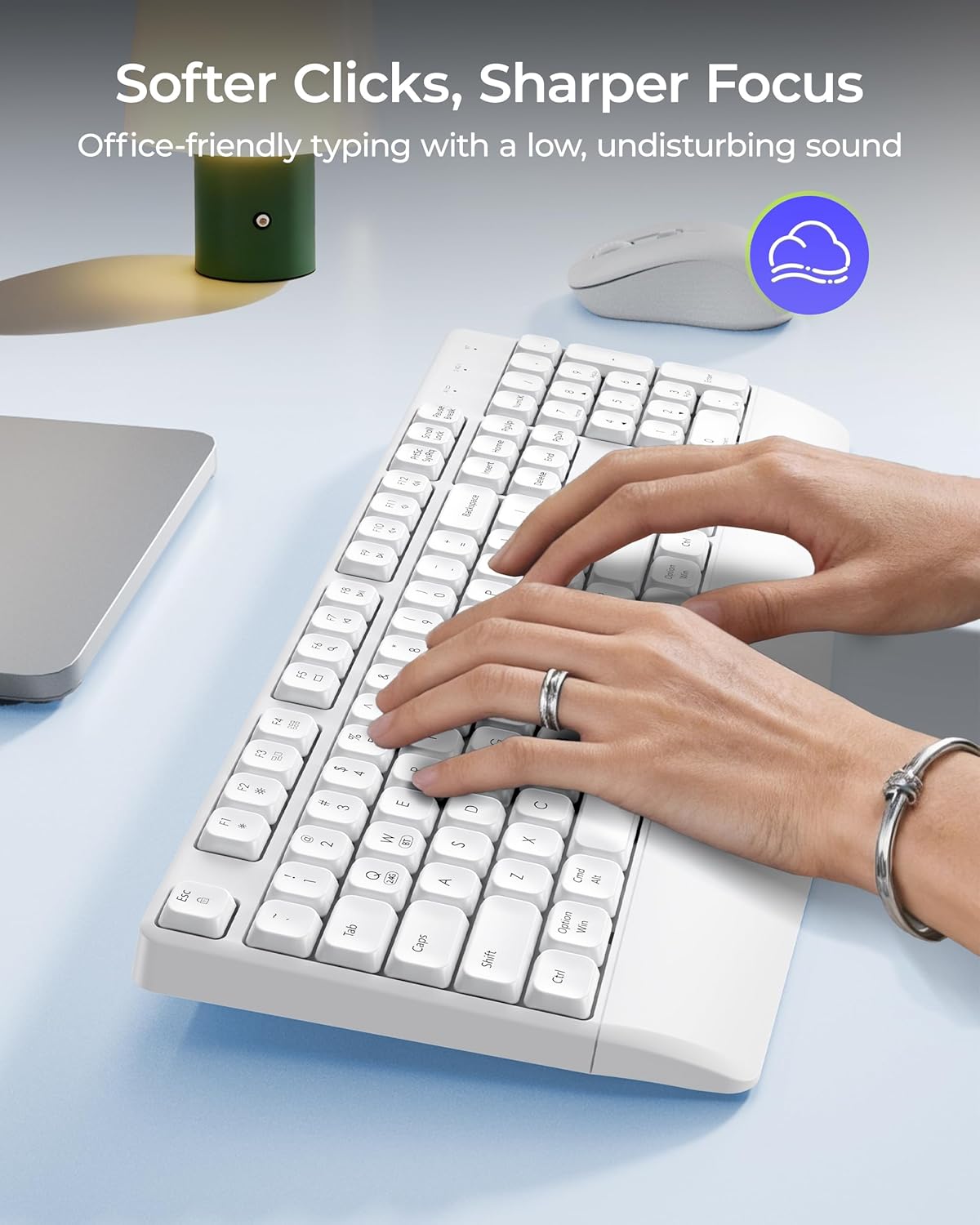 seenda Wireless Bluetooth Keyboard and Mouse Combo, COE200 Ergonomic Wireless Keyboard Mouse with Wrist Rest, Multi-Device Connection, Full-Size, Compatible for Computer/Laptop/Mac/MacBook, Black