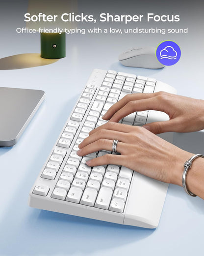 seenda Wireless Bluetooth Keyboard and Mouse Combo, COE200 Ergonomic Wireless Keyboard Mouse with Wrist Rest, Multi-Device Connection, Full-Size, Compatible for Computer/Laptop/Mac/MacBook, Black