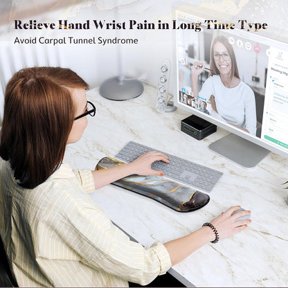 Gimars Upgrade Enlarge Silky and Superfine Fabric Gel Memory Foam Keyboard Wrist Rest Set, Ergonomic Keyboard Mouse Wrist Support for Typing Pain Relief, Comfort for Office, Gaming, Computer