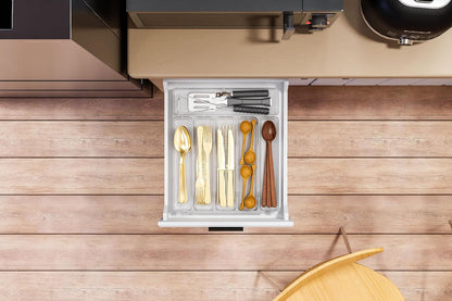 Yieach Clear Small Silverware Organizer 9 inch Wide for Kitchen Drawers,BPA Free Silverware Trays and Plastic Silverware Dividers & Holder,Utensil and Flatware Drawer Organizer Suitable for Fork,Spoon