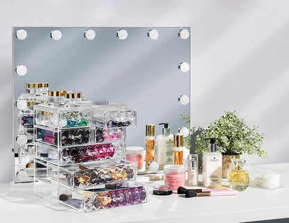 Sorbus Acrylic Makeup Organizer Set, 6-Drawer Vanity & Countertop Cosmetic Storage with Small & Wide Drawers, Clear Makeup Storage for Brushes, Lipsticks, Jewelry – Holiday Gift for Women & Teens