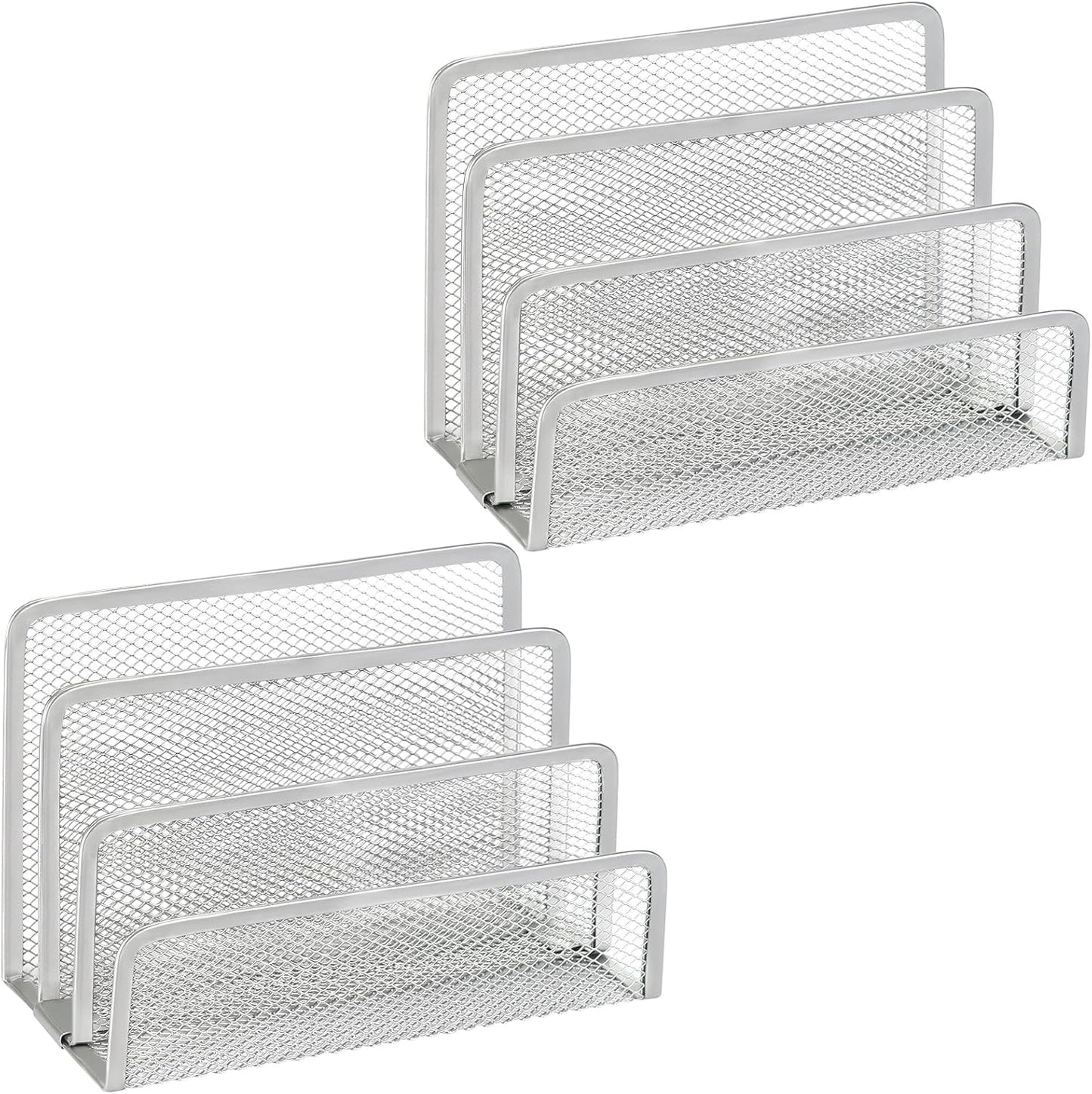 2 Pieces Desk Mail Organizer, Metal Mesh Small File Holders Letter Organizer, Bill/Document/Filing/Folders/Paper Organizer for Desktop (BLACK-2PCS)