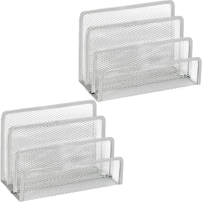 2 Pieces Desk Mail Organizer, Metal Mesh Small File Holders Letter Organizer, Bill/Document/Filing/Folders/Paper Organizer for Desktop (BLACK-2PCS)
