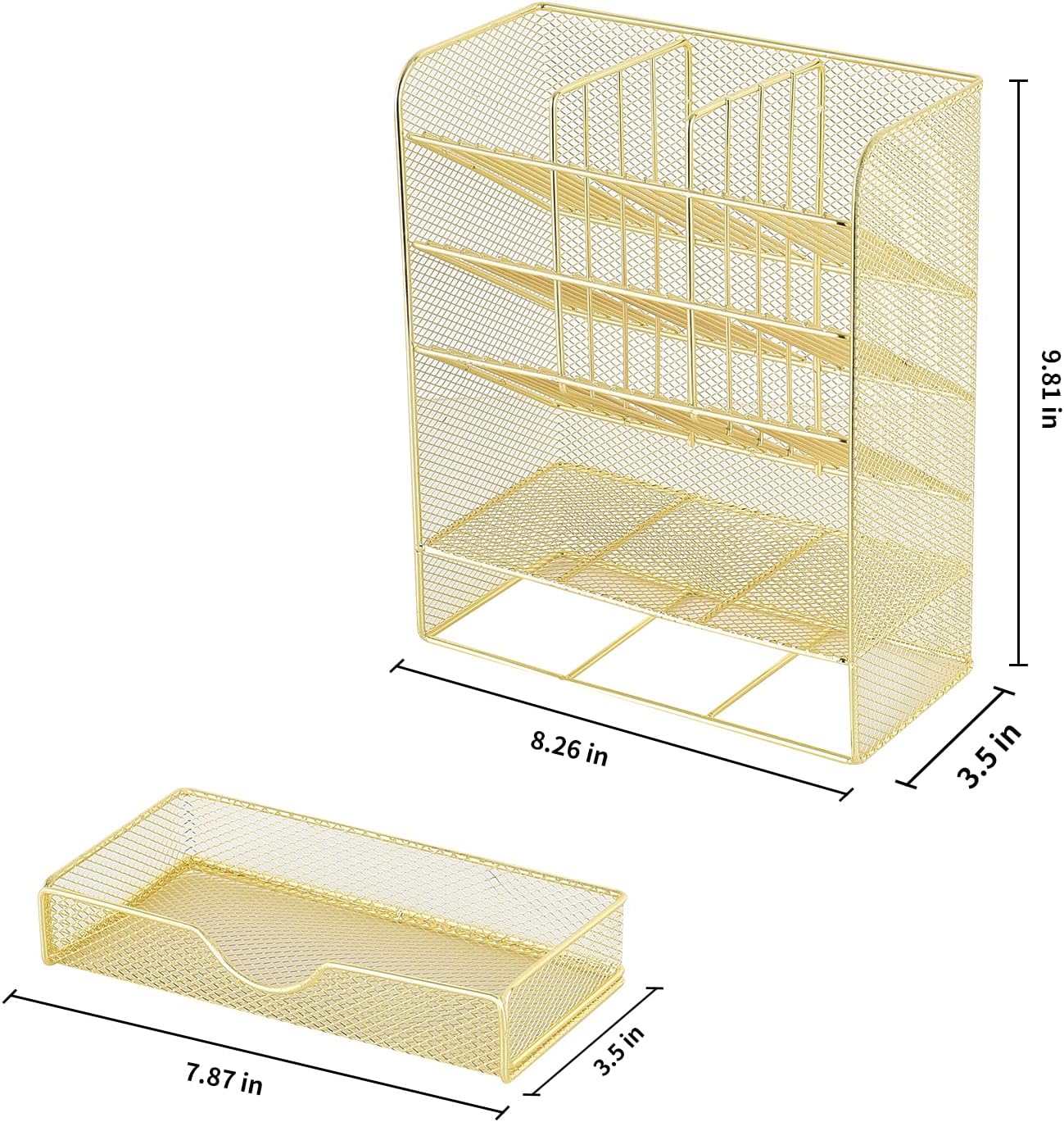 Spacrea Pen Holder Desk Organizer - Desk Organizers and Accessories, Pencil Holder with 10 Compartments and 1 Drawer（Rose Gold）