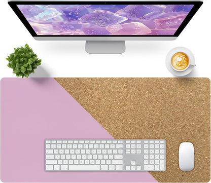 Bloss Leather Desk Pad and Keyboard Wrist Rest, Large Mouse Pad + Keyboard Pad+Mouse Wrist Support, Non-Slip Desk Mat Protector for Office, Home(31.5×15.7 Inches,Beige)