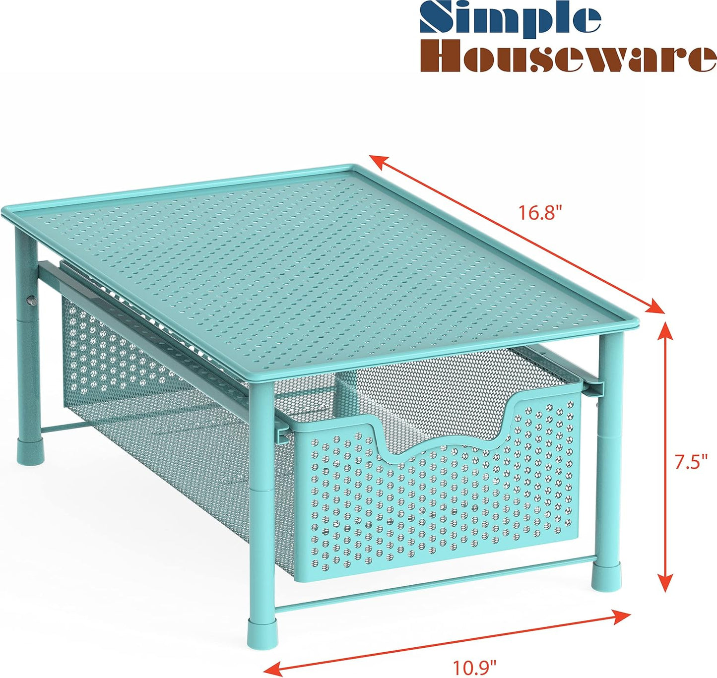 Simple Houseware Stackable 3 Tier Sliding Basket Organizer Drawer, Silver