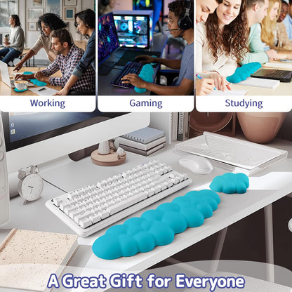 Sushret Cloud Wrist Rest Keyboard, Cloud Keyboard Wrist Pad Set with PU Leather Memory Foam, Cute Arm Rest for Palm Support, PC/Gaming Desk Accessories/Office Setup/Computer Hand Cushion - White