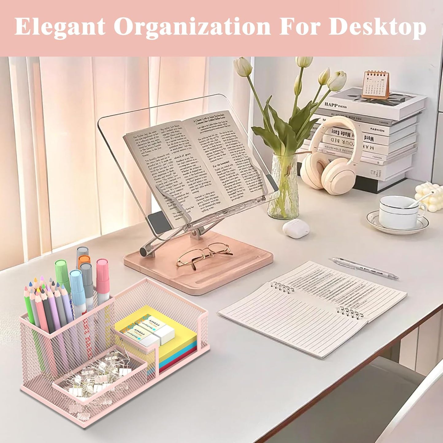 SUPEASY Pen Holder Desk Organizer, Office Supplies Pencil Holder with 3 Compartments, Desk Accessories and Workspace Organizers for Home School Classroom, Black