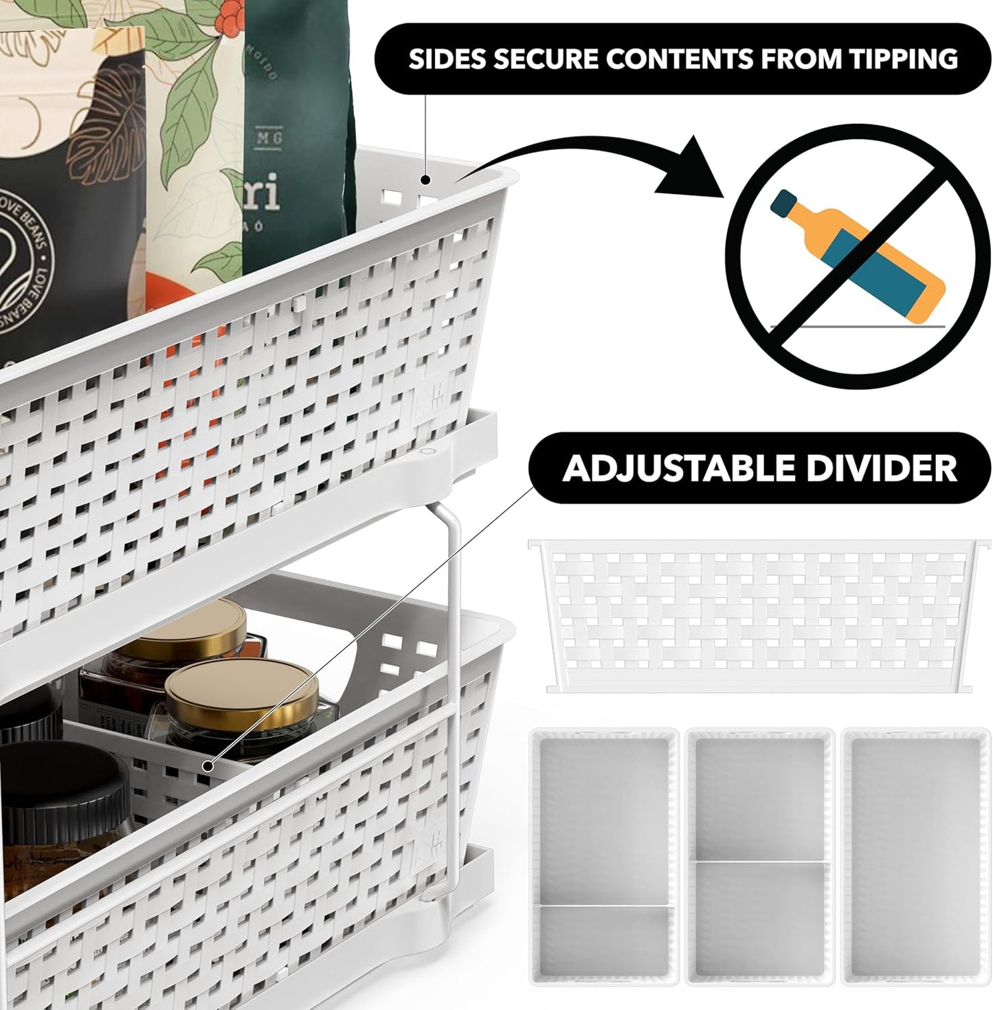 Simple Houseware 2 Tier Bathroom Organizer Tray Pull-Out Sliding Drawer, Under Sink Storage, Black