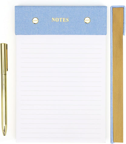 ELYN Lined Spiral Journal, Linen Hardcover Notebook with Matching Gold Gel Pen, 252 Pages, 8 in x 5 in - 100 GSM Premium Paper, Spiral Notebook for Home, Office, Notes & Gifts, (Linen)