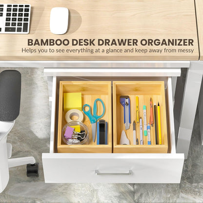 Kitchen Drawer Organizer Bins, Stackable Bamboo Drawer Organizer for Silverware, Flatware, Coffee Pod Organizer K Cup Holder for Countertop, 2 Pcs Coffee Station Organizer 12" x 6" x 2.5"