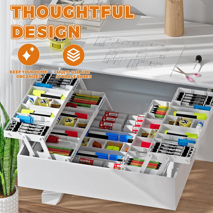 3 Tier Drawer Organizer - Expandable Junk Drawer Organizers Smart Office Supply Organizer, Folding Drawer Storage Multi-level Desk Organizer for Makeup,Jewelry,Cosmetics,Kitchen Storage (1 Row 3 Tier)
