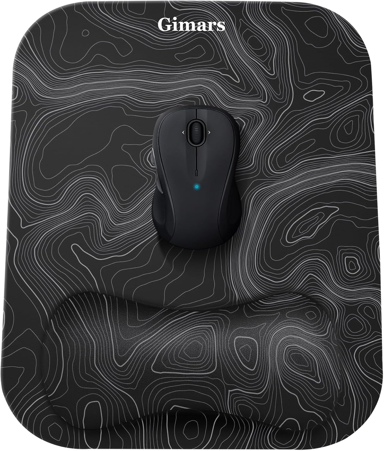 Gimars Elongate Smooth Lycra Fabric Ergonomic Mouse Pad Wrist Support, Gel Memory Foam Cushion Set Keyboard Wrist Rest Support, Pain Relieve for Computer, Laptop, Office, School, Home, Gaming, Black
