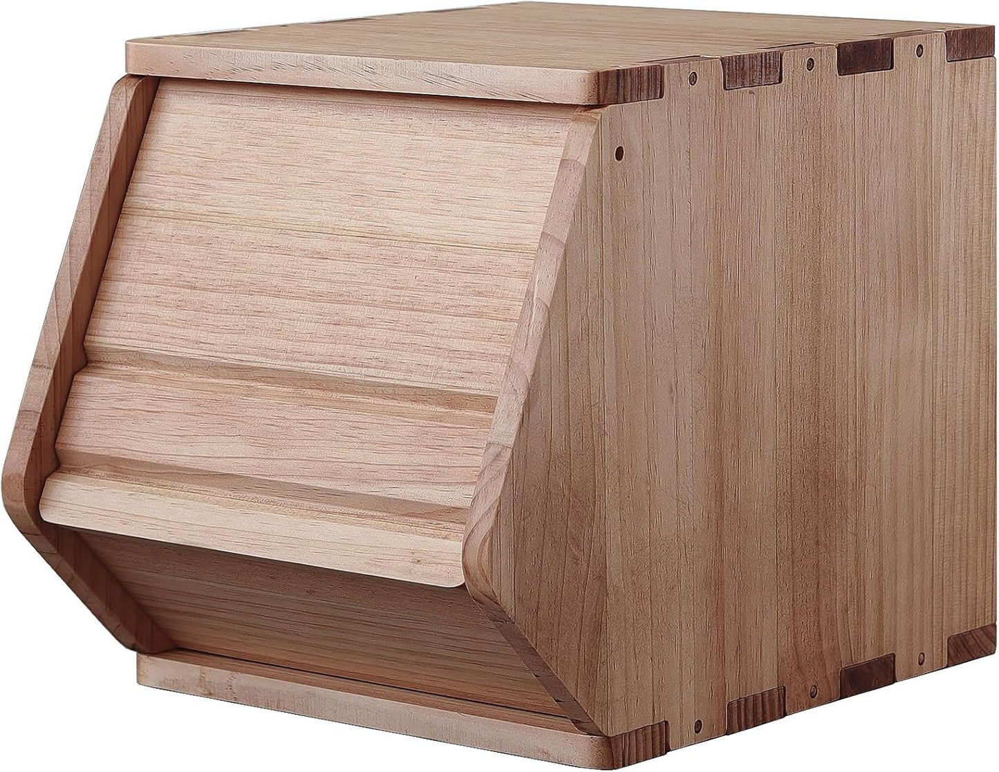 Stackable Solid Wood Storage Chest,Hall Entryway Cabinet,Bins with Lids,Modular Wooden Multi-use Box,Closet Storage Organizers,Drawers,Potato,Onion,Bread,Classify by Items,7.75”W(1 Pack)
