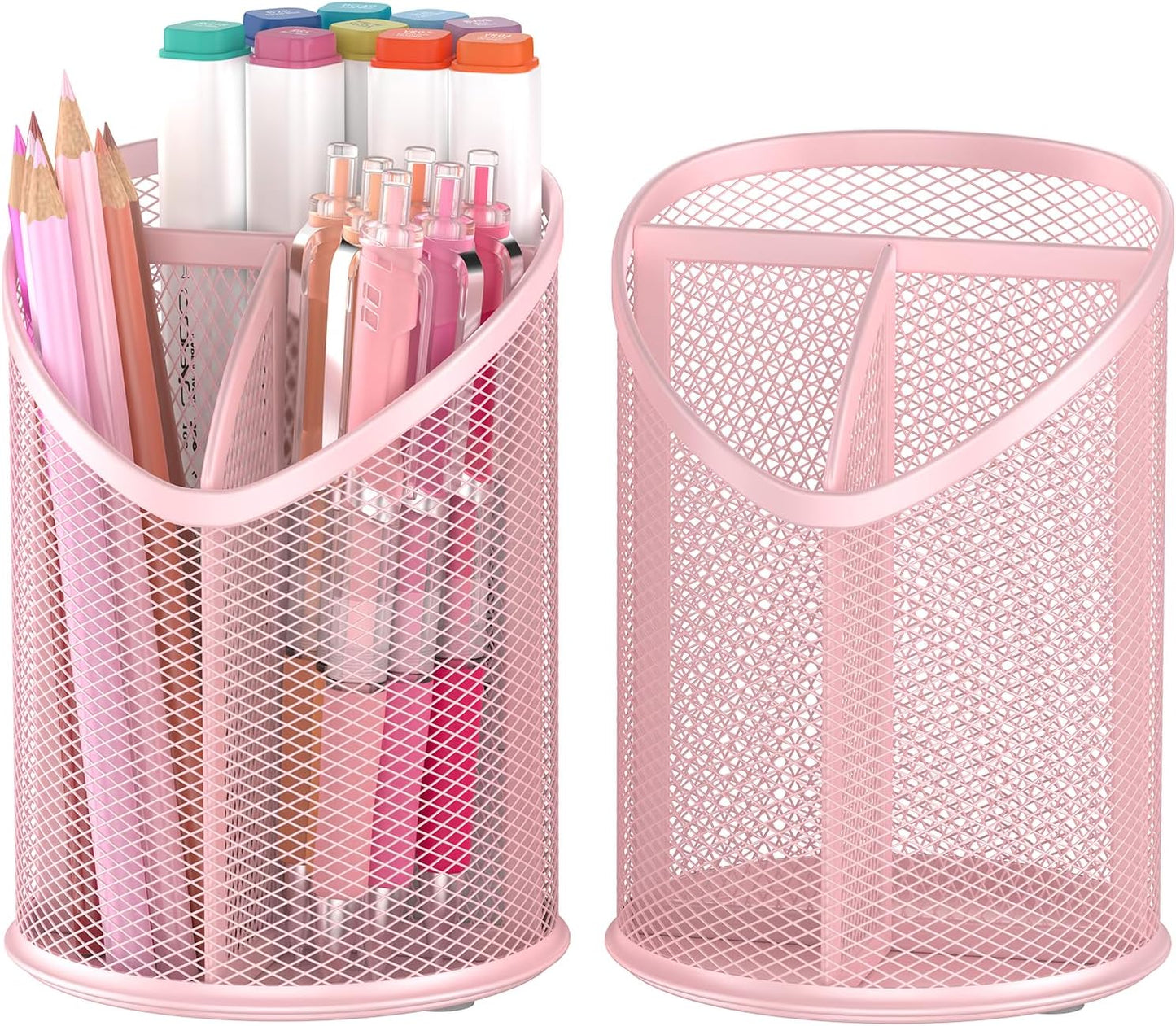 Delifox 2 Pack Pen Holder Mesh Round Pencil (White)