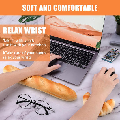 Soft Toast Bread Baguette Shape Anti-Skid Keyboard Wrist Rest Support & Mouse Wrist Support for Office,Computer,Laptop& Mac