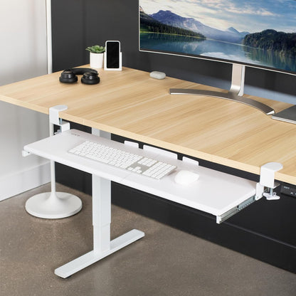 VIVO Large Clamp-on Computer Keyboard and Mouse Under Desk Slider Tray, 27 x 11 inch Pull Out Platform Drawer, White, MOUNT-KB05W