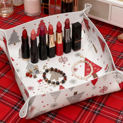 Tray Leather Valet Tray Forest Tree Reindeer Catchall Trays Key Organizer Night Stand Organizer Bedside Vanity Trays Decor for Entryway Table
