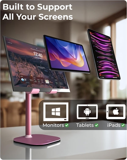 COOPER TabHolder, 7-10" Height Adjustable Tablet Stand, Premium iPad Stand for Desk, 270° Tilt iPad Holder for Desk, Tablet Holder, 15.6-17" Portable Monitor Support (Black)