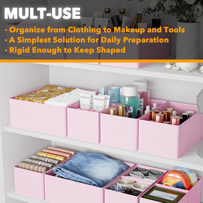 SpaceAid Drawer Organizer for Clothes, 18 Pack Dresser Drawer Organizer Bins, Closet Organizers and Storage Dividers for Clothing, Underwears, Socks (Beige)