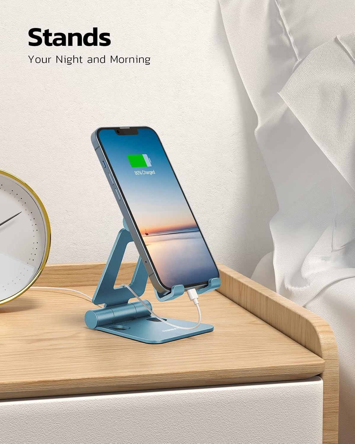 Nulaxy Dual Folding Cell Phone Stand, Fully Adjustable Foldable Desktop Phone Holder Cradle Dock Compatible with iPhone 17 16 15 14 13 12 11 Pro Max Xs Xr X 8, Nintendo Switch, All Phones