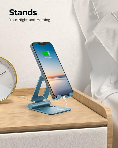 Nulaxy Dual Folding Cell Phone Stand, Fully Adjustable Foldable Desktop Phone Holder Cradle Dock Compatible with iPhone 17 16 15 14 13 12 11 Pro Max Xs Xr X 8, Nintendo Switch, All Phones