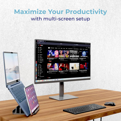 Adjustable Laptop Stand, 5 Slots, Aluminum Space-Saving, for Apple MacBook/Surface/Galaxy/Tablet/iPad/iPhone, Silver