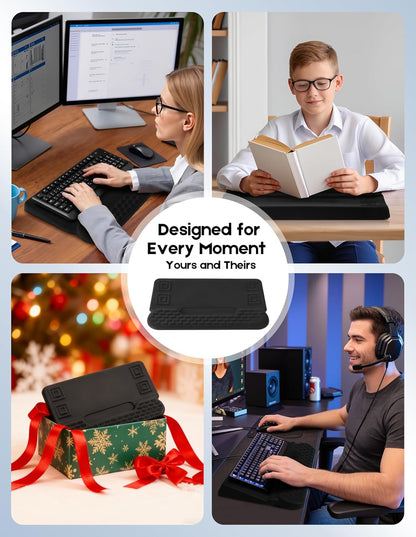 Wrist Rest with Keyboard Stand and Storage Slot, Ergonomic Computer Keyboard Wrist Rest, Soft Memory Foam, Non-Slip Base, Wrist Pad for Keyboard Pad with Wrist Support for Work Study Game