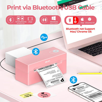 Nelko Bluetooth Thermal Shipping Label Printer, Wireless 4x6 Shipping Label Printer for Shipping Packages, Support Android, iPhone and Windows, Widely Used for Amazon, Shopify (Black)