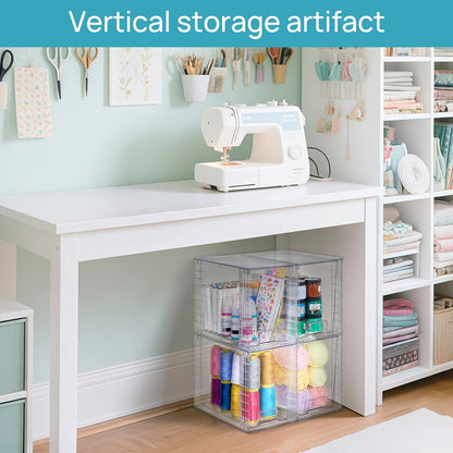 Vtopmart 4 Pack Stackable Storage Drawers,Clear Acrylic Drawer Organizers with Handles, Easily Assemble for Fridge, Bathroom,Kitchen Undersink,Cabinet,Pantry Organization and Storage
