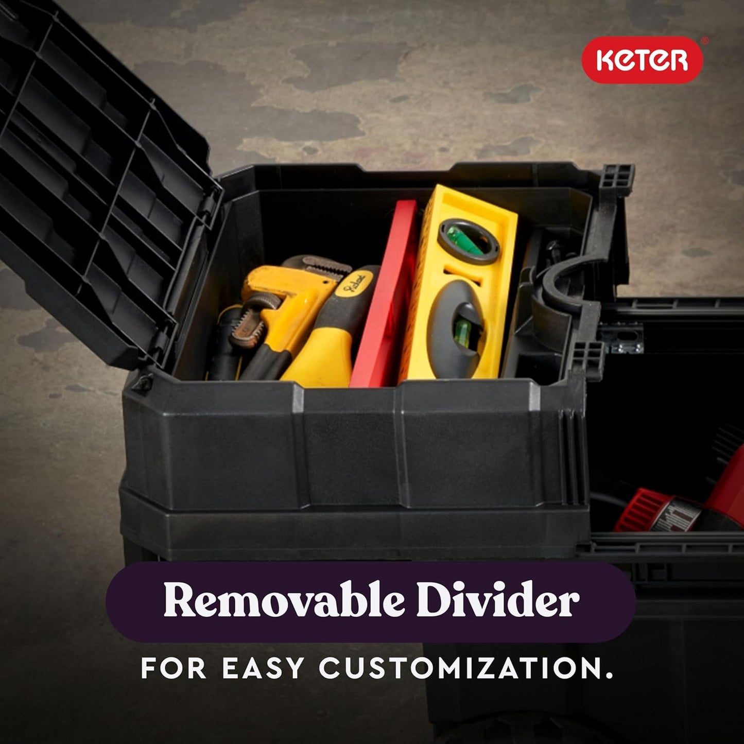 Keter Stack-n-Roll Two Drawer Tool Box for Small Parts and Power Tool Accessories, Fits Keter Modular Tool Storage System